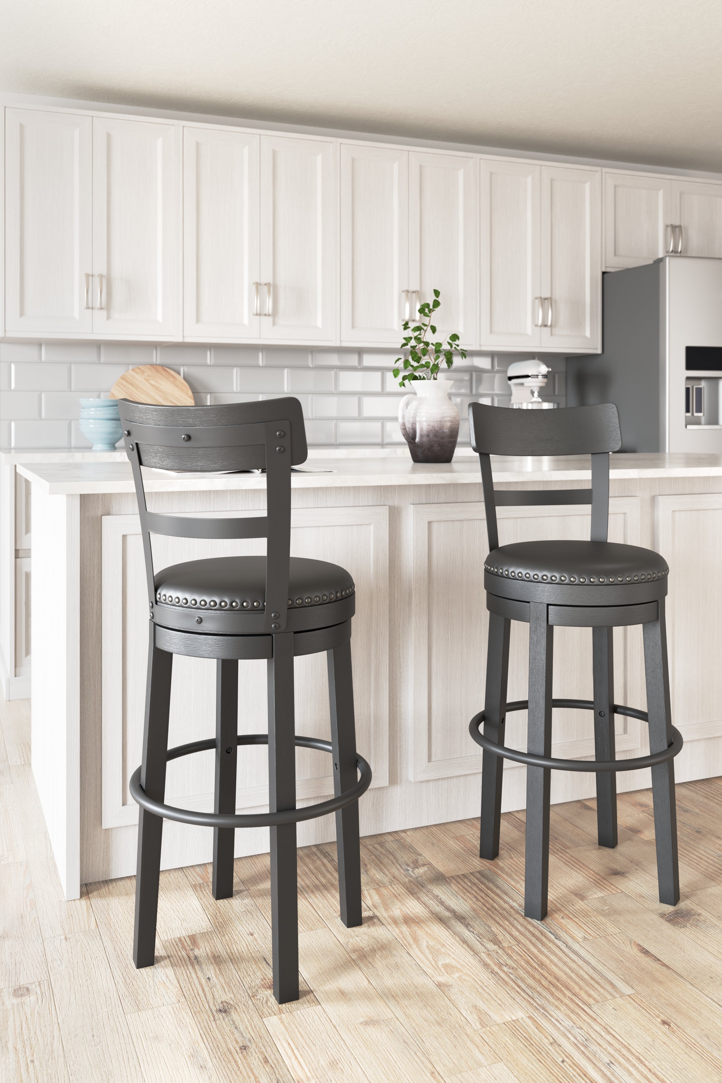 Lullora Furniture - Ashley Furniture - Valebeck Dining Room - Bar Height Bar Stool (Set of 2) / Multi - D546-630X2