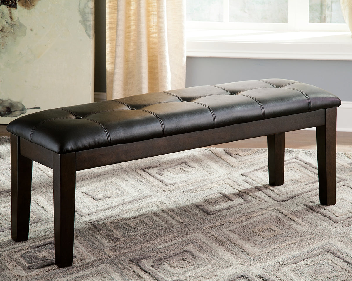 Lullora Furniture - Ashley Furniture - Haddigan Dining Bench - Large UPH Dining Room Bench / Dark Brown / 50"W x 16"D x 19"H - D596-00