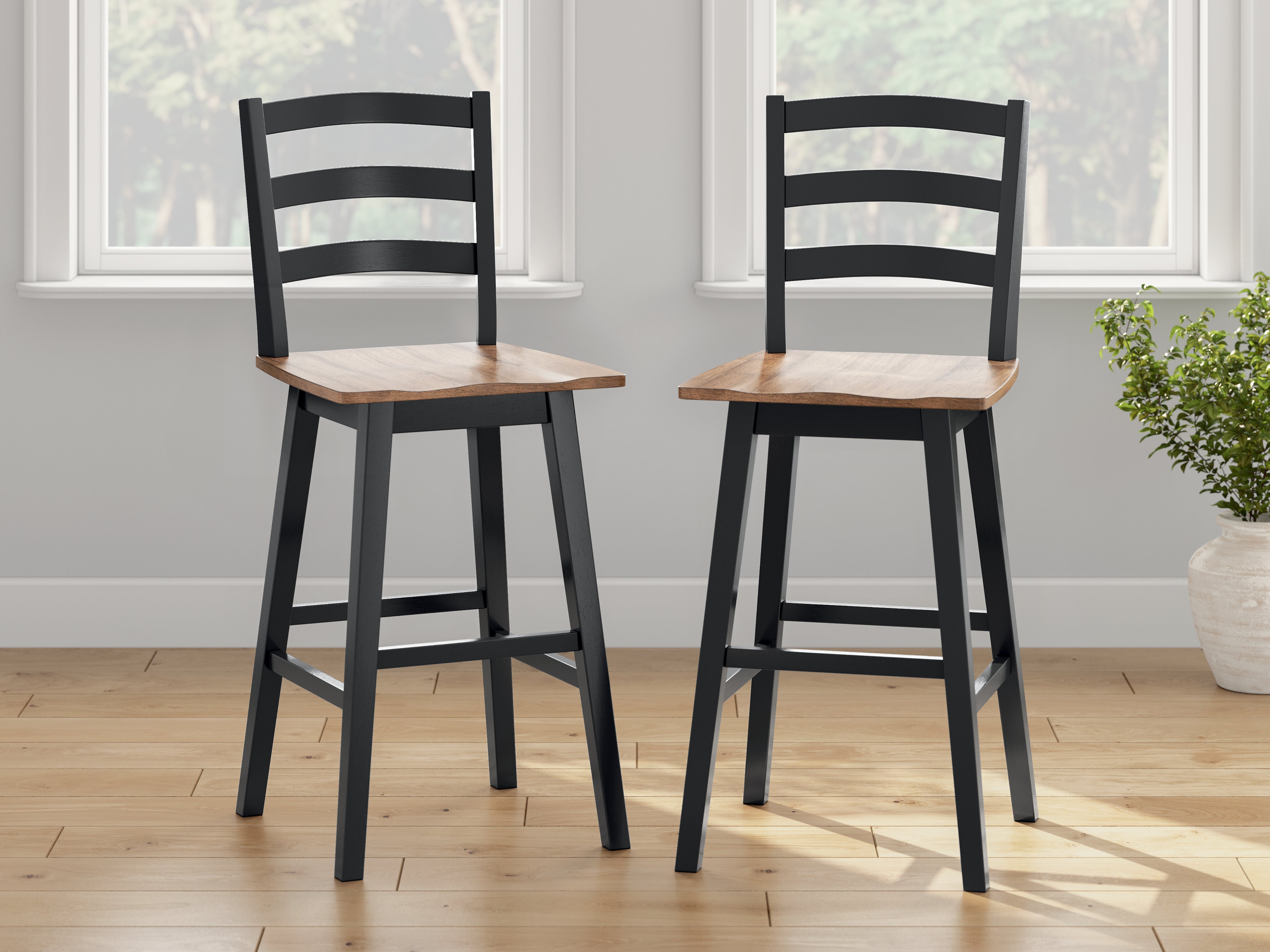 Lullora Furniture - Ashley Furniture - Wildenauer Dining Room - Bar Height Barstool (Set of 2) / Brown/Black - D634-230X2