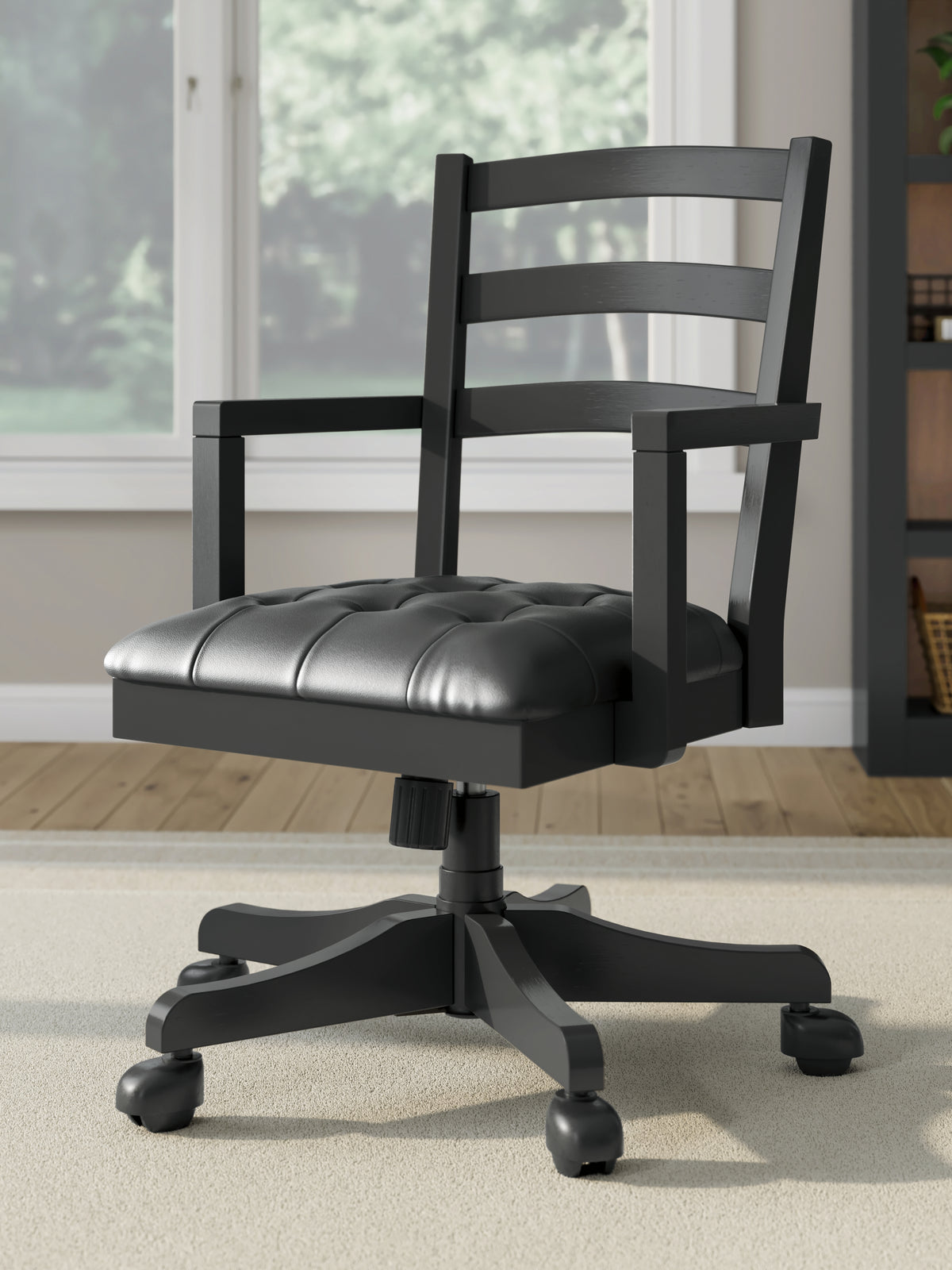 Lullora Furniture - Ashley Furniture - Wildenauer Home Office Desk Chair - Home Office Swivel Desk Chair / Black - H664-01A
