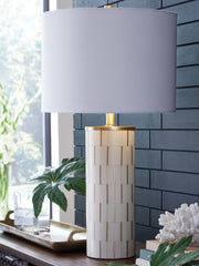 Lullora Furniture - Ashley Furniture - Faridworth Lighting - Poly Table Lamp (1/CN) / White/Gold Finish - L235954
