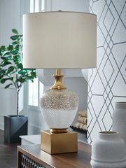 Lullora Furniture - Ashley Furniture - Tavisburg Lighting - Glass Table Lamp (1/CN) / Brown/White/Gold - L430894