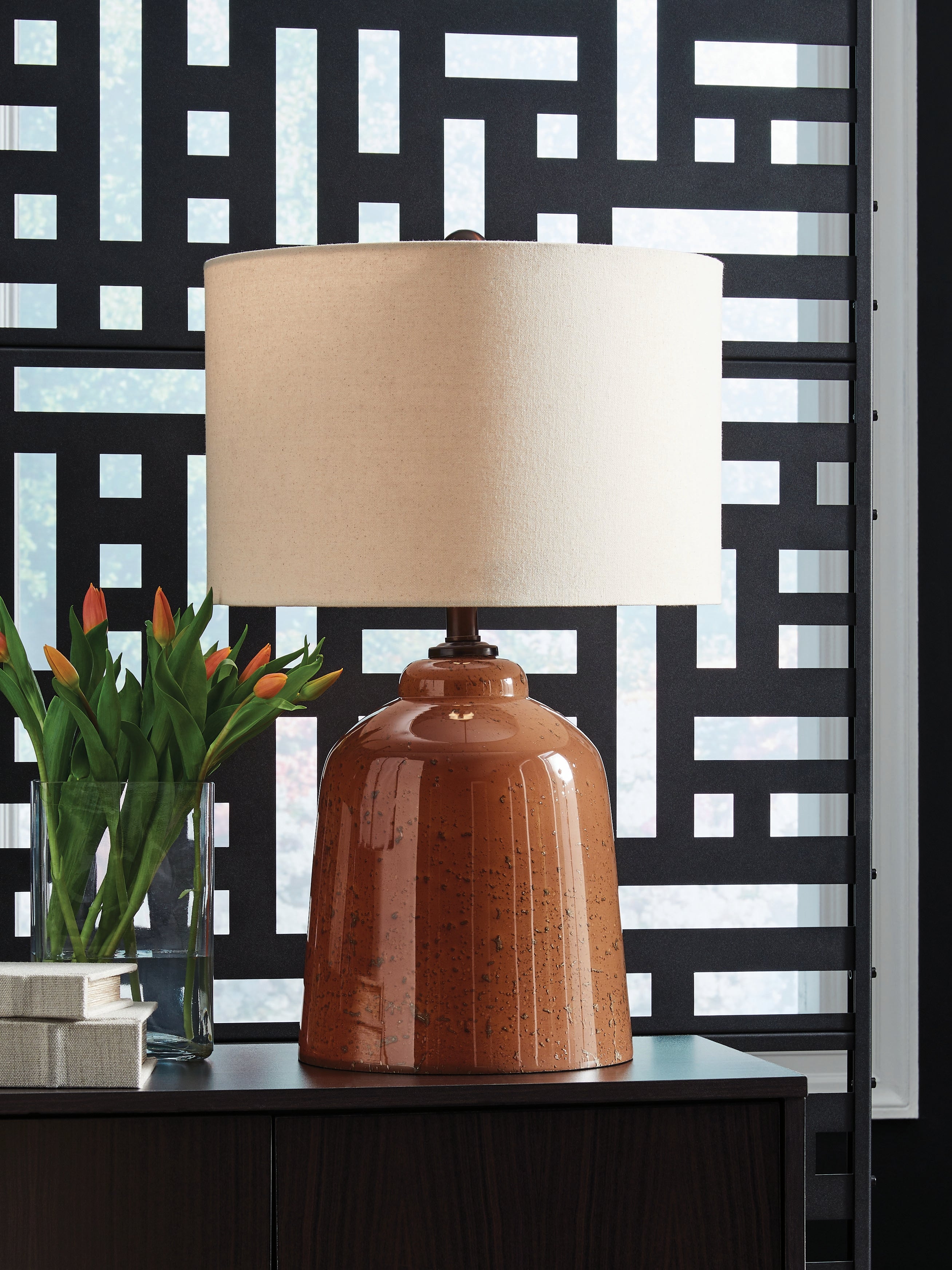 Lullora Furniture - Ashley Furniture - Aaleahya Lighting - Glass Table Lamp (1/CN) / Rust - L430904