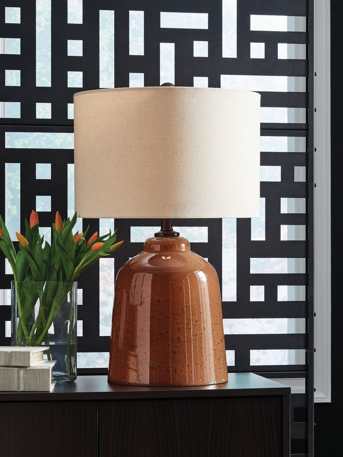 Lullora Furniture - Ashley Furniture - Aaleahya Lighting - Glass Table Lamp (1/CN) / Rust - L430904