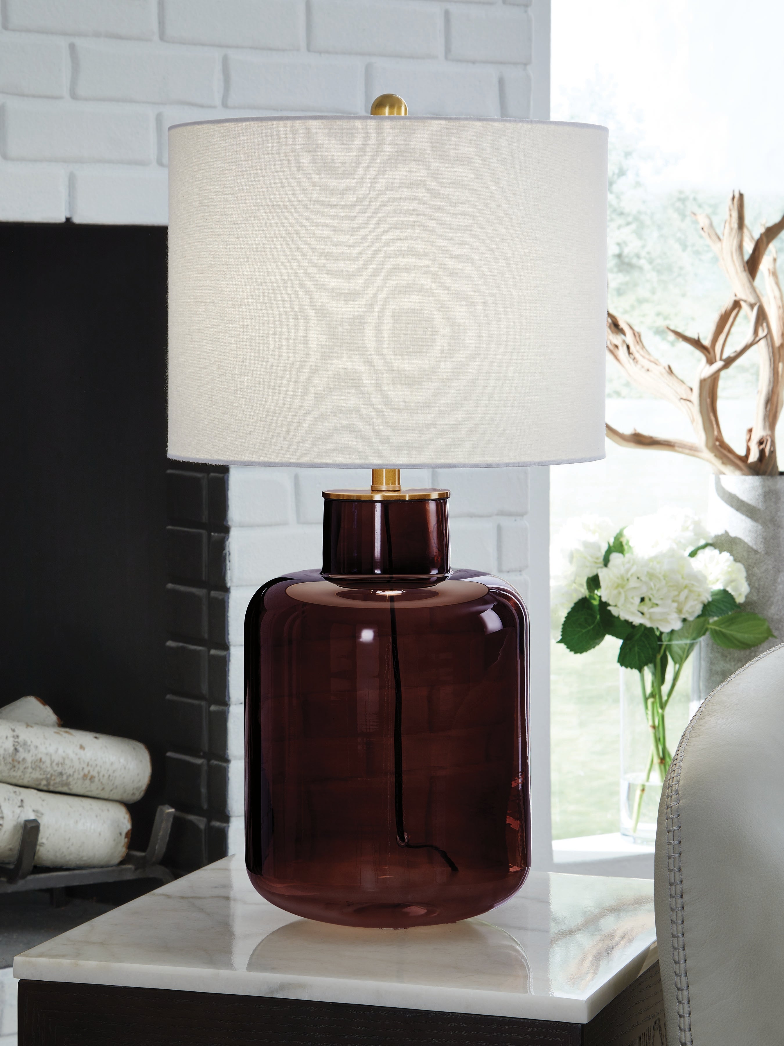 Lullora Furniture - Ashley Furniture - Mette Lighting - Glass Table Lamp (1/CN) / Brown/Gold Finish - L430924