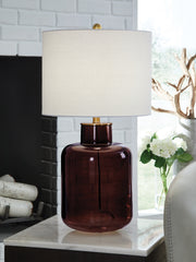 Lullora Furniture - Ashley Furniture - Mette Lighting - Glass Table Lamp (1/CN) / Brown/Gold Finish - L430924