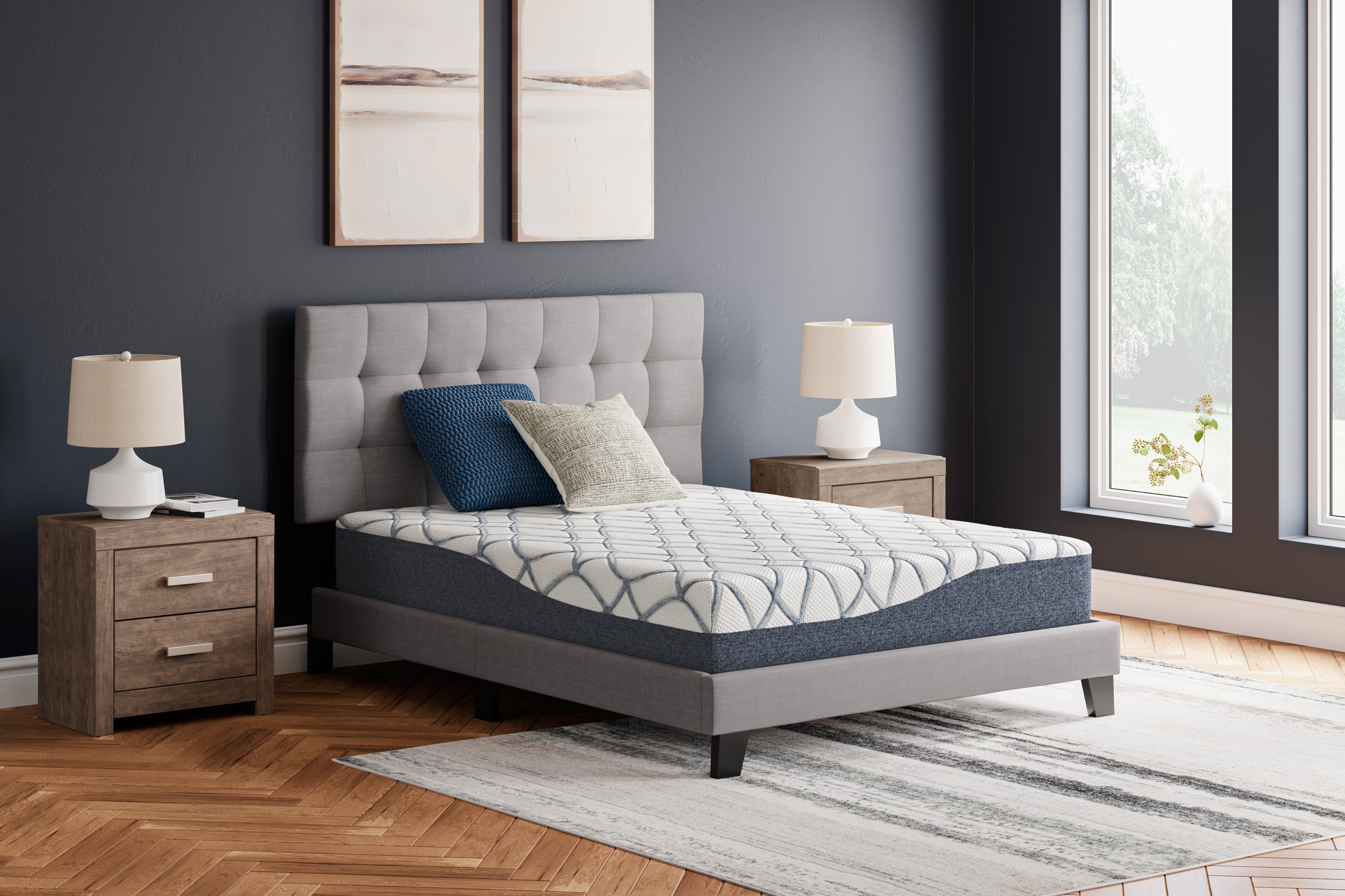 Lullora Furniture - Ashley Furniture - 10 Inch Chime Elite 2.0 Mattresses - Full / White/Blue - M42521