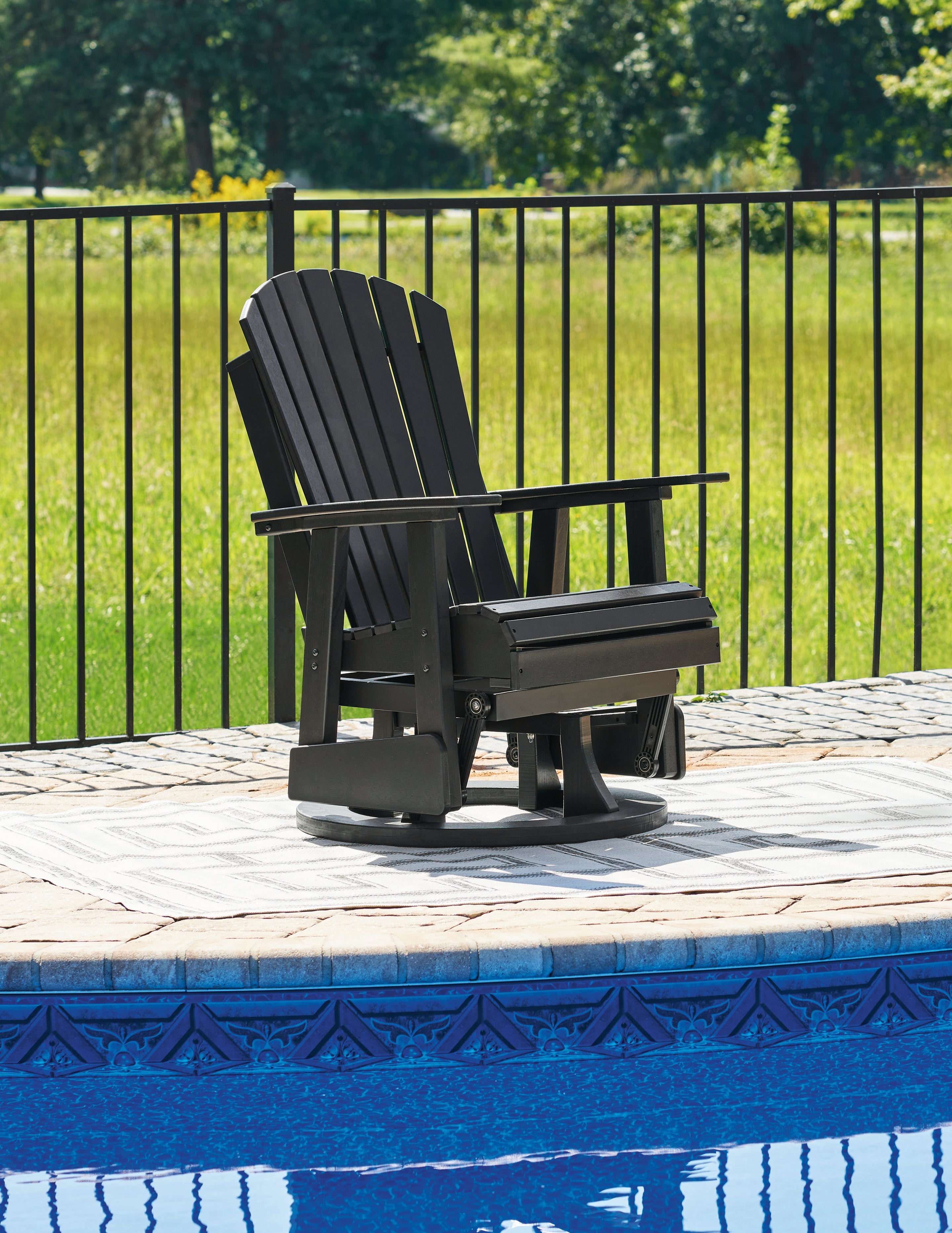 Lullora Furniture - Ashley Furniture - Hyland wave Outdoor - Swivel Glider Chair / Black - P108-820