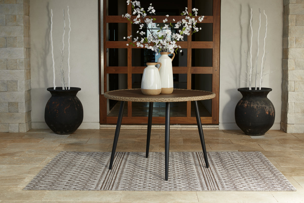 Lullora Furniture - Ashley Furniture - Amaris Outdoor - Round Dining Table / Brown/Black - P369-615