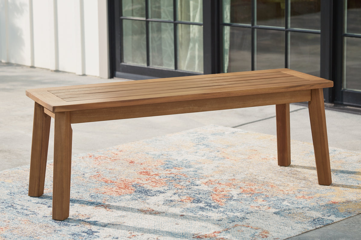 Lullora Furniture - Ashley Furniture - Janiyah Outdoor - Bench / Light Brown - P407-600