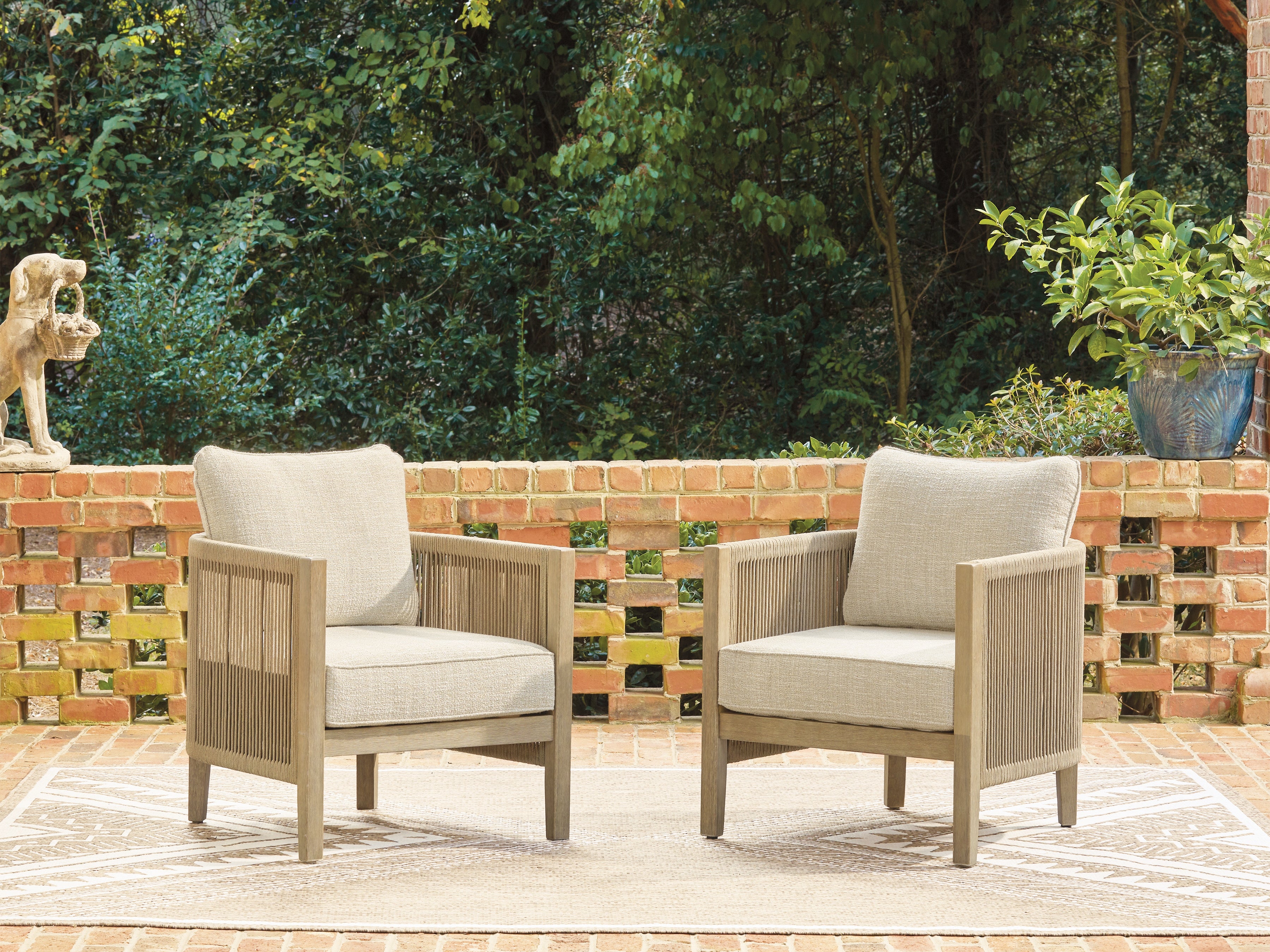 Lullora Furniture - Ashley Furniture - Spooners Cove Outdoor - Lounge Chair w/Cushion (Set of 2) / Beige - PCP469-820