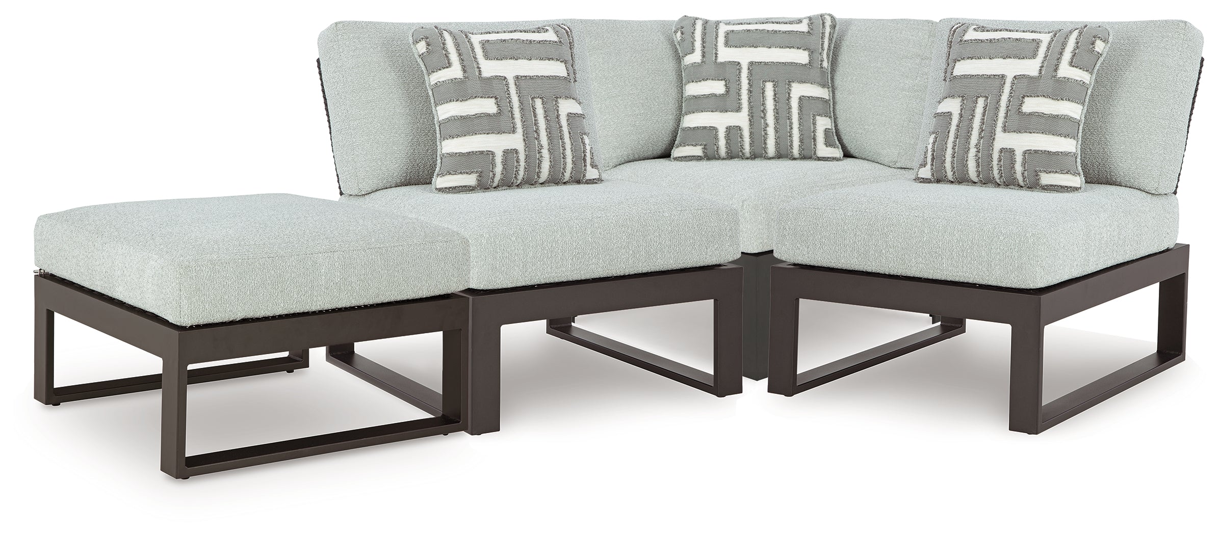 Lullora Furniture - Ashley Furniture - Beachloft Outdoor - 4-Piece Outdoor Sectional / Black/Gray - P490P7