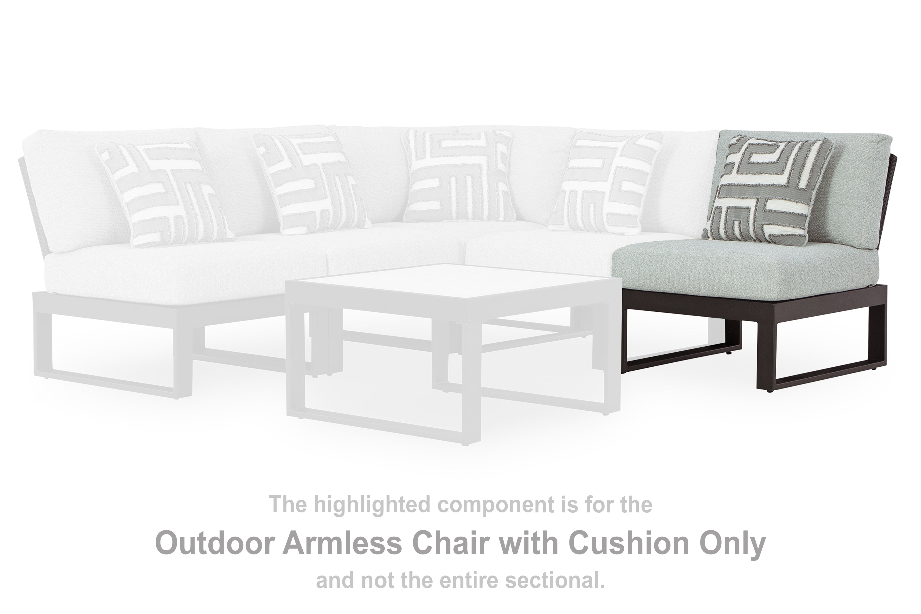 Lullora Furniture - Ashley Furniture - Beachloft Outdoor - Armless Chair w/Cushion / Black/Gray - P490-846