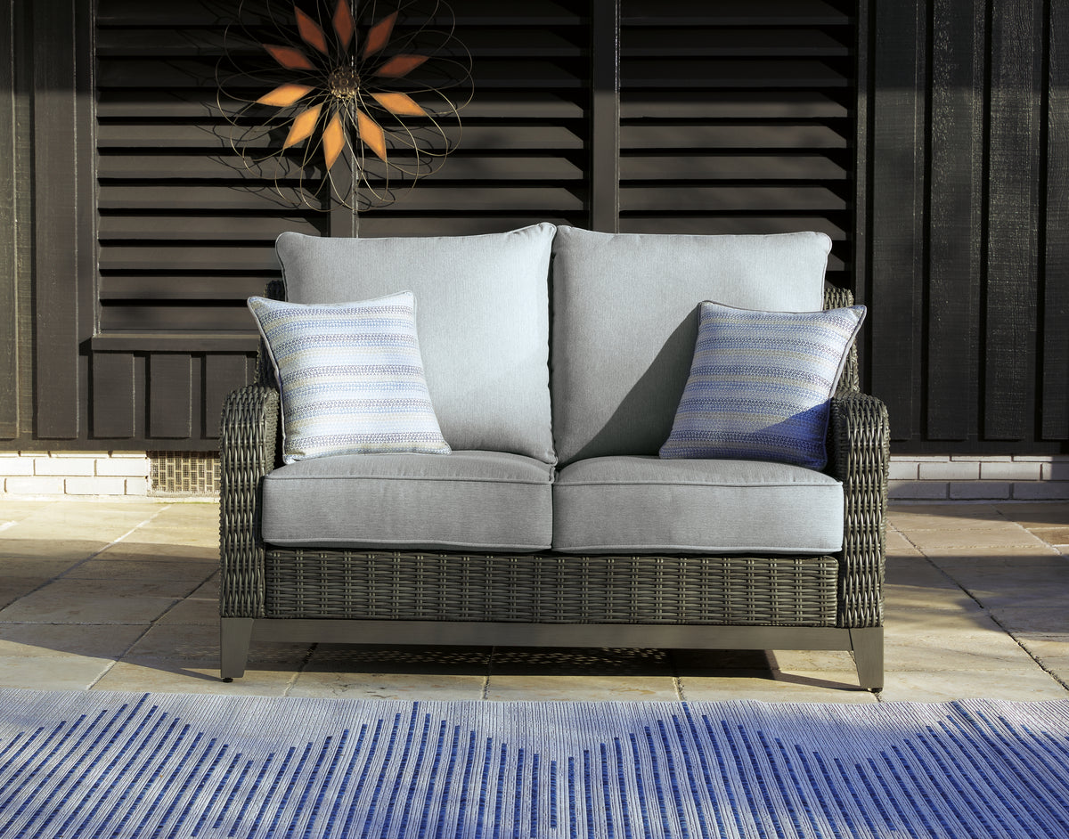 Lullora Furniture - Ashley Furniture - Elite Park Outdoor - Bench with Cushion / Gray - P518-600