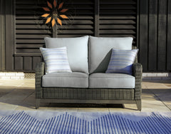 Lullora Furniture - Ashley Furniture - Elite Park Outdoor - Bench with Cushion / Gray - P518-600