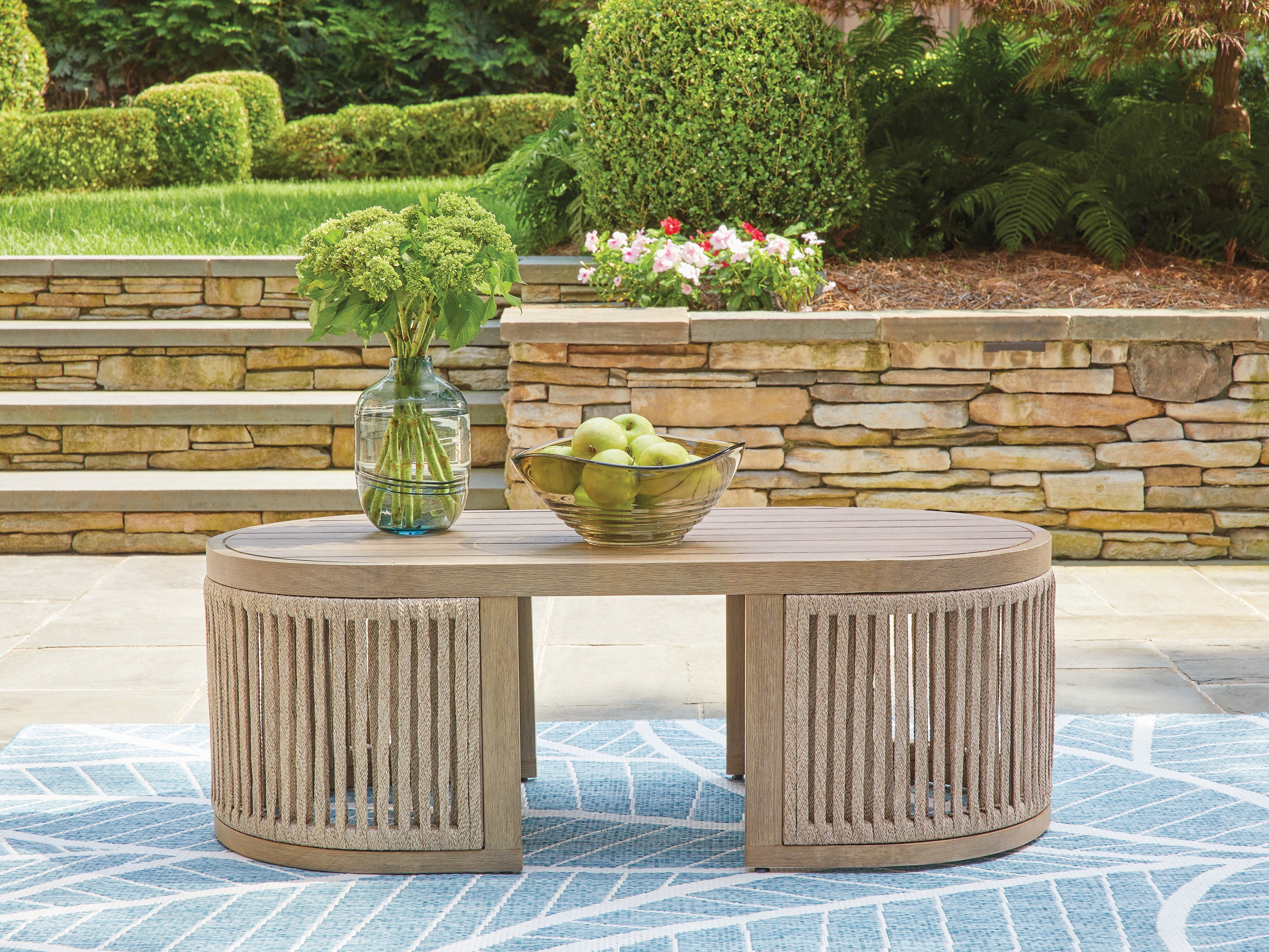 Lullora Furniture - Ashley Furniture - Serena Shores Outdoor - Rectangular Cocktail Table / Beige - PCP604-701