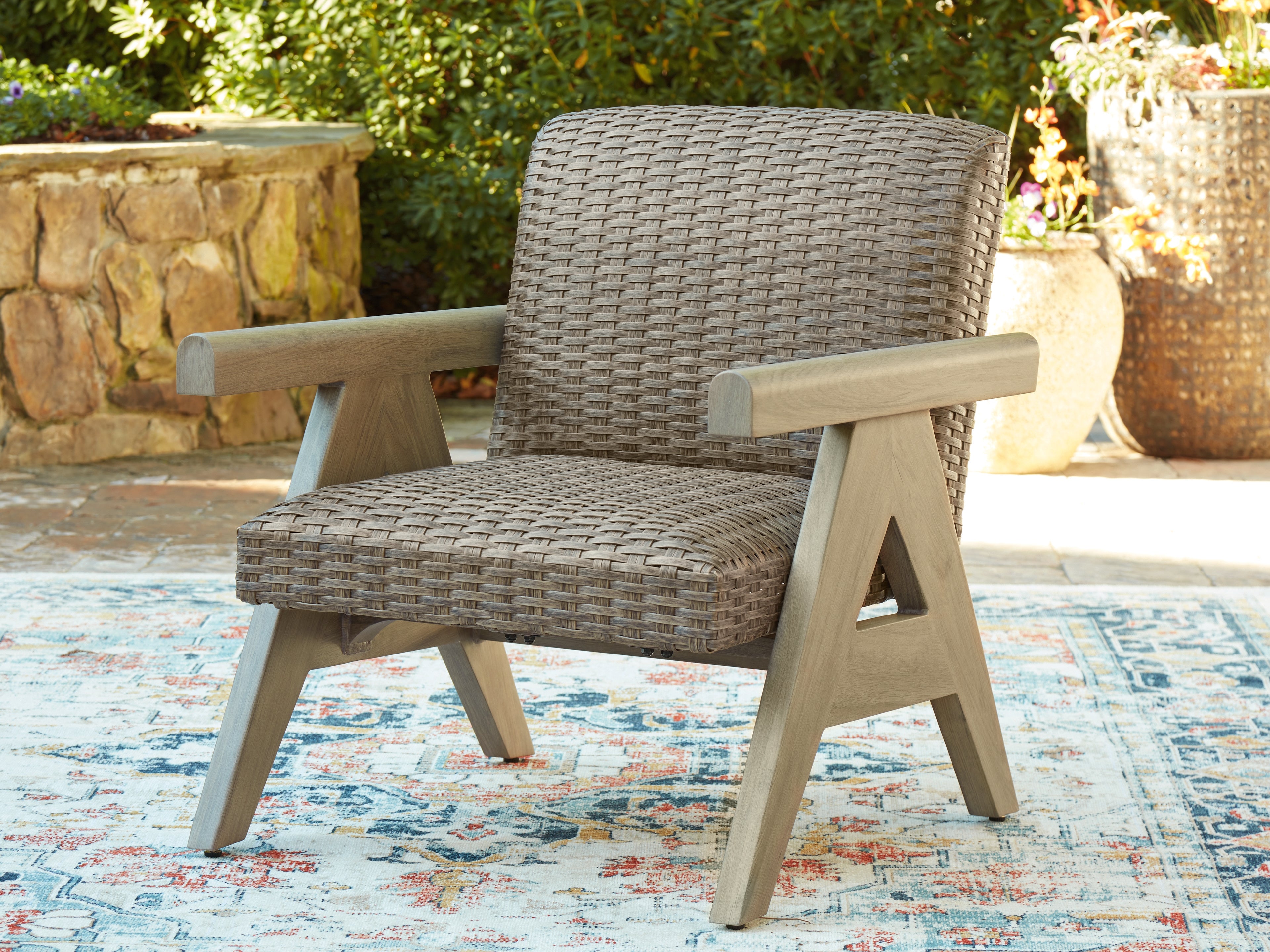 Lullora Furniture - Ashley Furniture - Cliff Trails Outdoor - Rocking Lounge Chair / Beige - PCP690-821