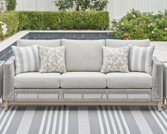 Lullora Furniture - Ashley Furniture - Seton Creek Outdoor - Barstool with Cushion (Set of 2) / Beige/Gray - P798-130