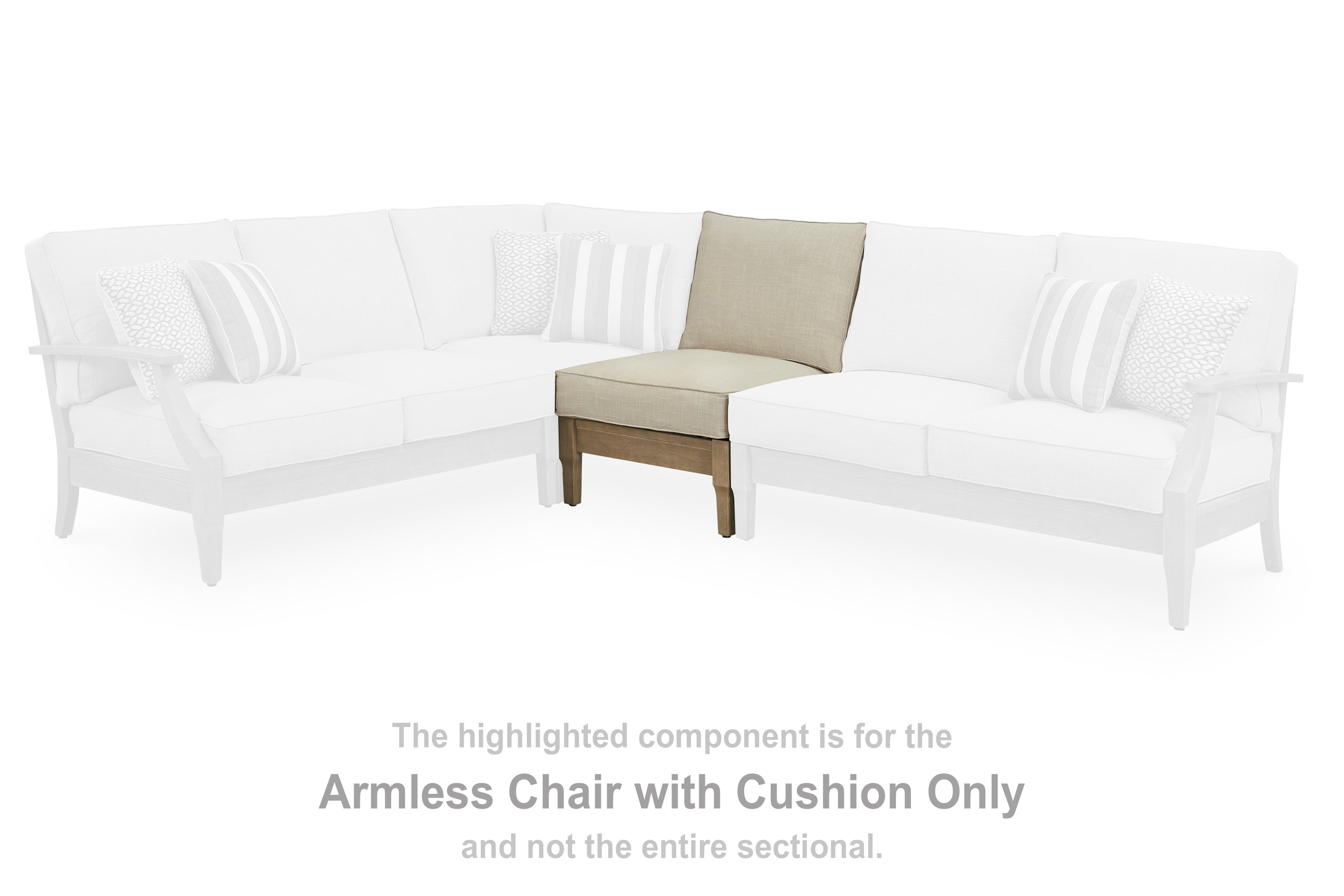 Lullora Furniture - Ashley Furniture - Clare View Outdoor - Armless Chair w/Cushion / Beige - P801-846