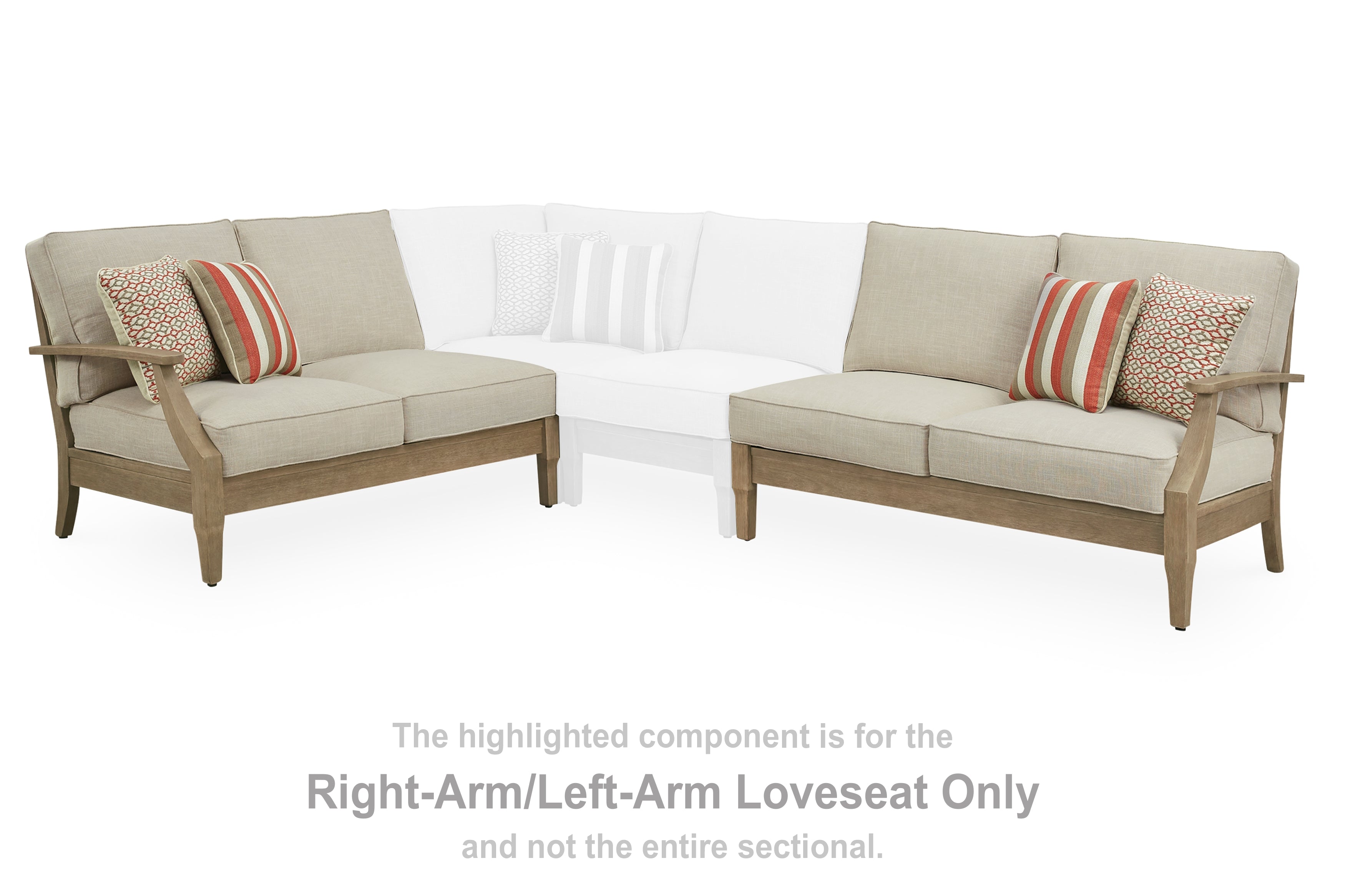 Lullora Furniture - Ashley Furniture - Clare View Outdoor - RAF/LAF Loveseat w/CUSH (Set of 2) / Beige - P801-854