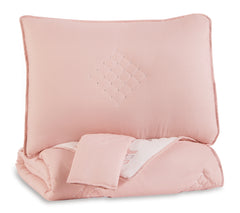 Lullora Furniture - Ashley Furniture - Lexann Full Comforter Set - Full Comforter Set / Pink/White/Gray - Q901003F