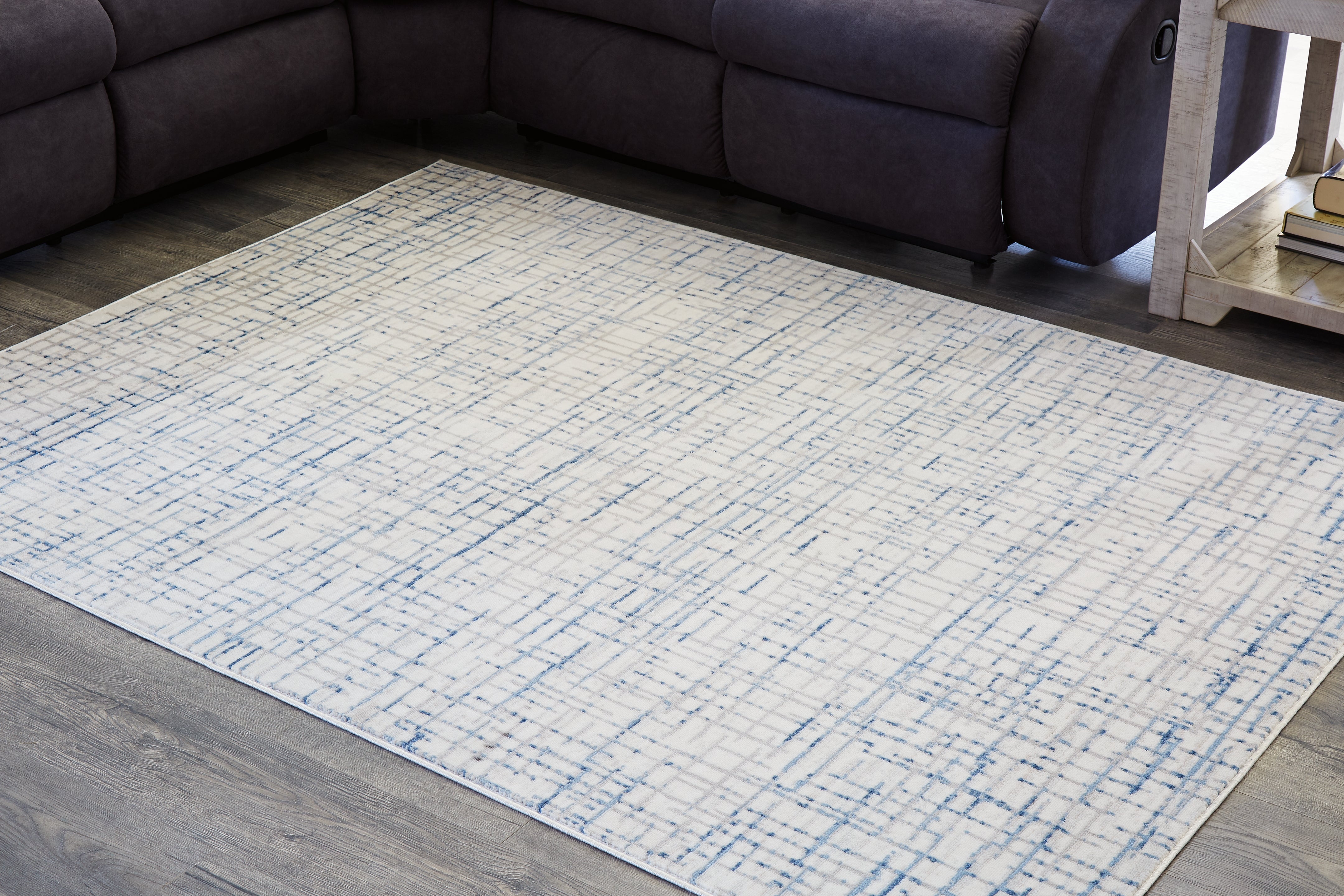 Lullora Furniture - Ashley Furniture - Beckfille Rug - 5' x 7' Rug / Blue/Gray/Cream - R405962