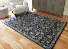 Lullora Furniture - Ashley Furniture - Hilcott Rug - 5'3" x 7'3" Rug / Blue/Cream/Brown - R406112