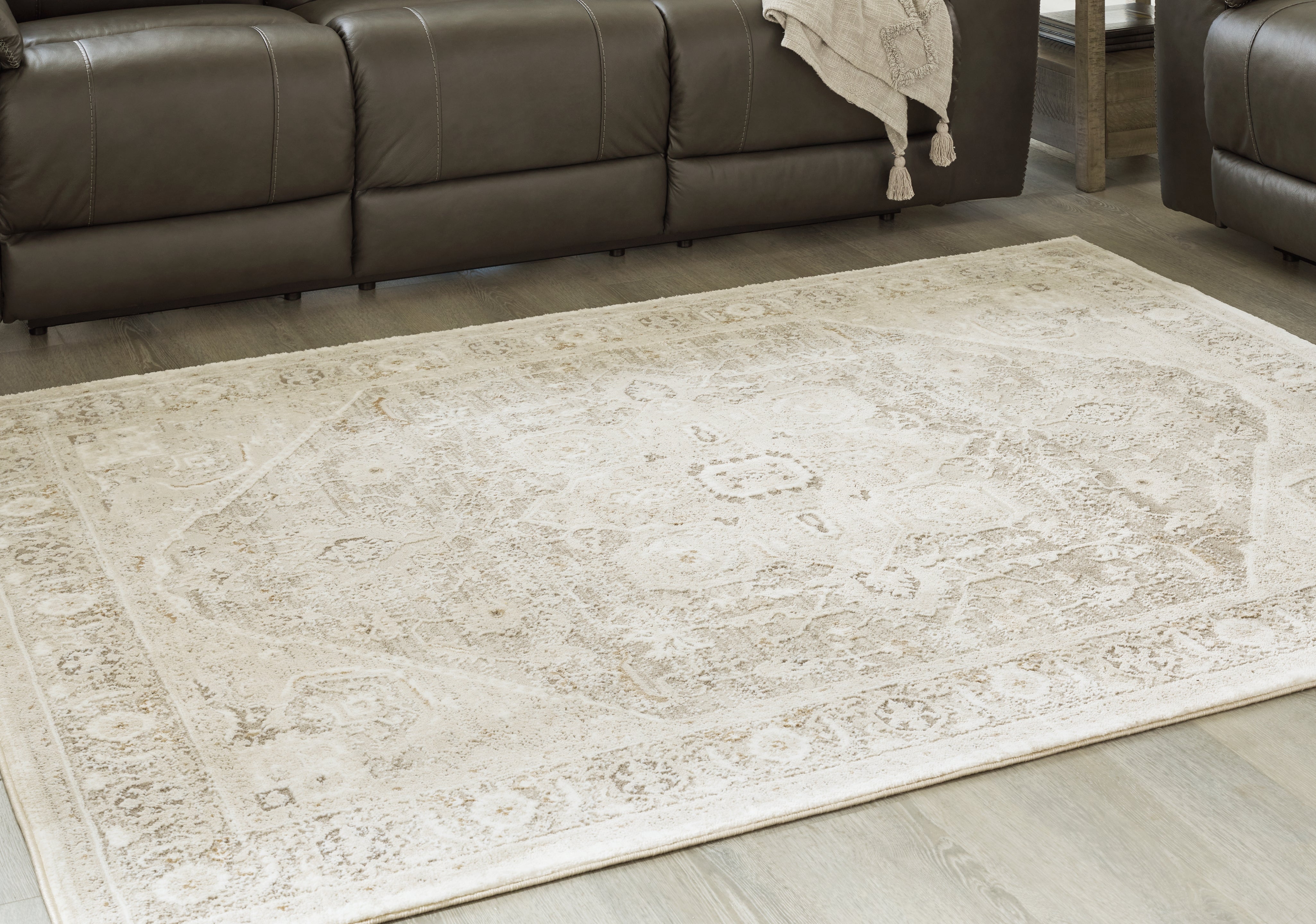 Lullora Furniture - Ashley Furniture - Gatwell Rug - 5' x 7' Rug / Ivory/Gray/Tan - R406512