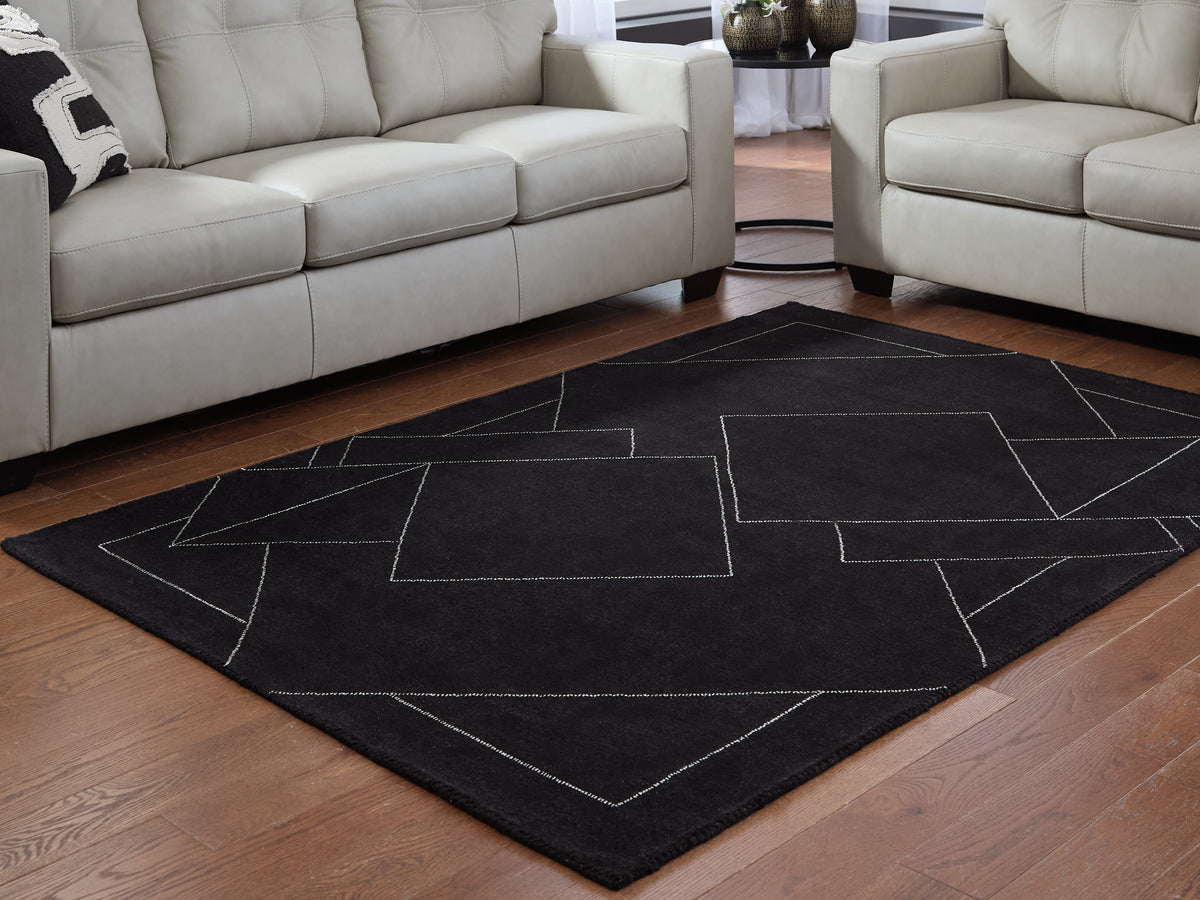 Lullora Furniture - Ashley Furniture - Marav Rug - 7'8" x 10' Area Rug / Black/White - R407531
