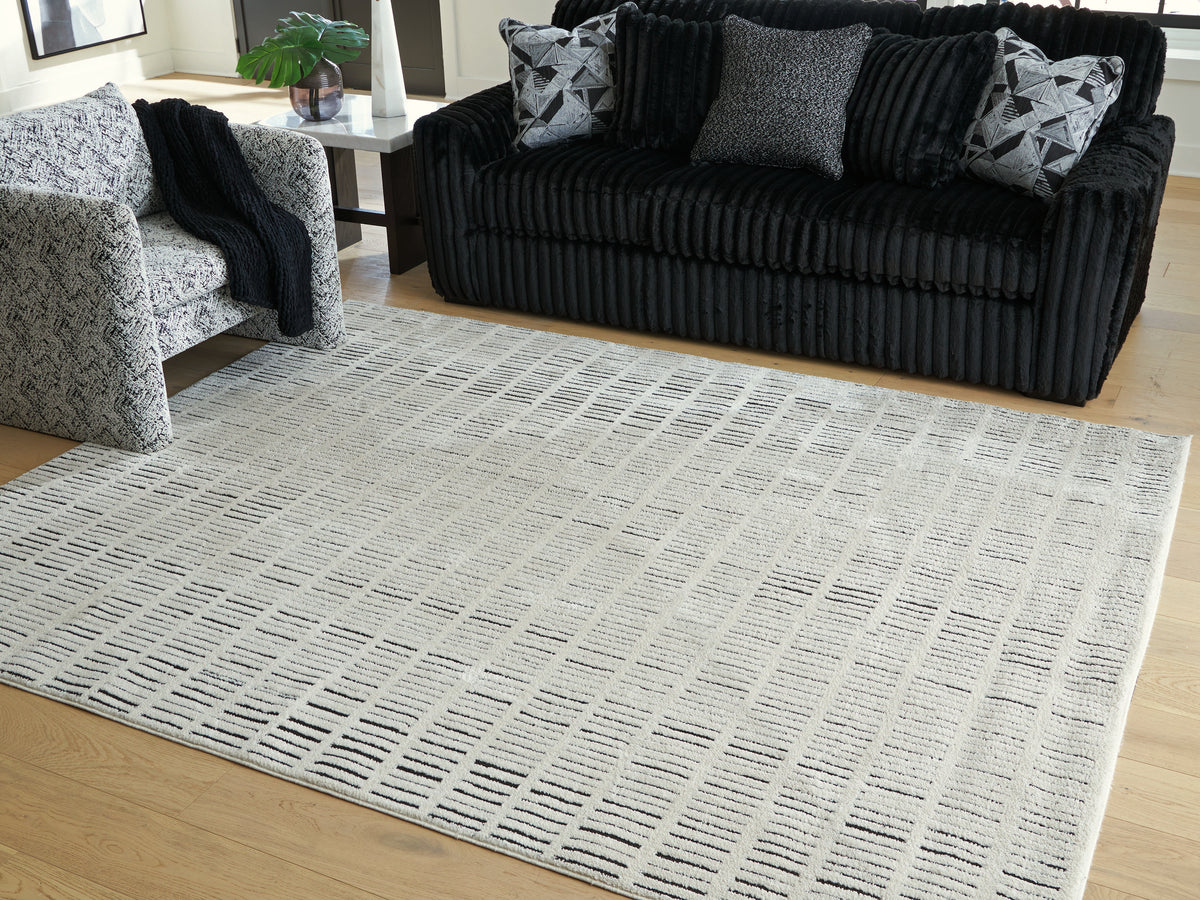 Lullora Furniture - Ashley Furniture - Turinwith Rug - 7'10" x 9'10" Area Rug / Ivory/Black - R407551
