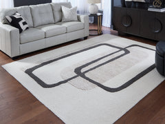 Lullora Furniture - Ashley Furniture - Davismour Rug - 5' x 7' Area Rug / Ivory/Taupe/Charcoal - R407562