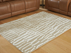 Lullora Furniture - Ashley Furniture - Corrbell Rug - 7'8" x 10' Area Rug / Beige/White - R407631