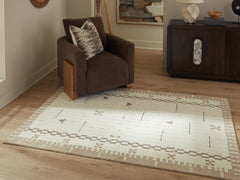 Lullora Furniture - Ashley Furniture - Dot Rug - 7'8" x 10' Area Rug / Cream/Brown/Taupe - R407651