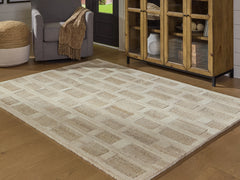 Lullora Furniture - Ashley Furniture - Lisgrove Rug - 7'8" x 10' Area Rug / Tan/Brown/White - R407711