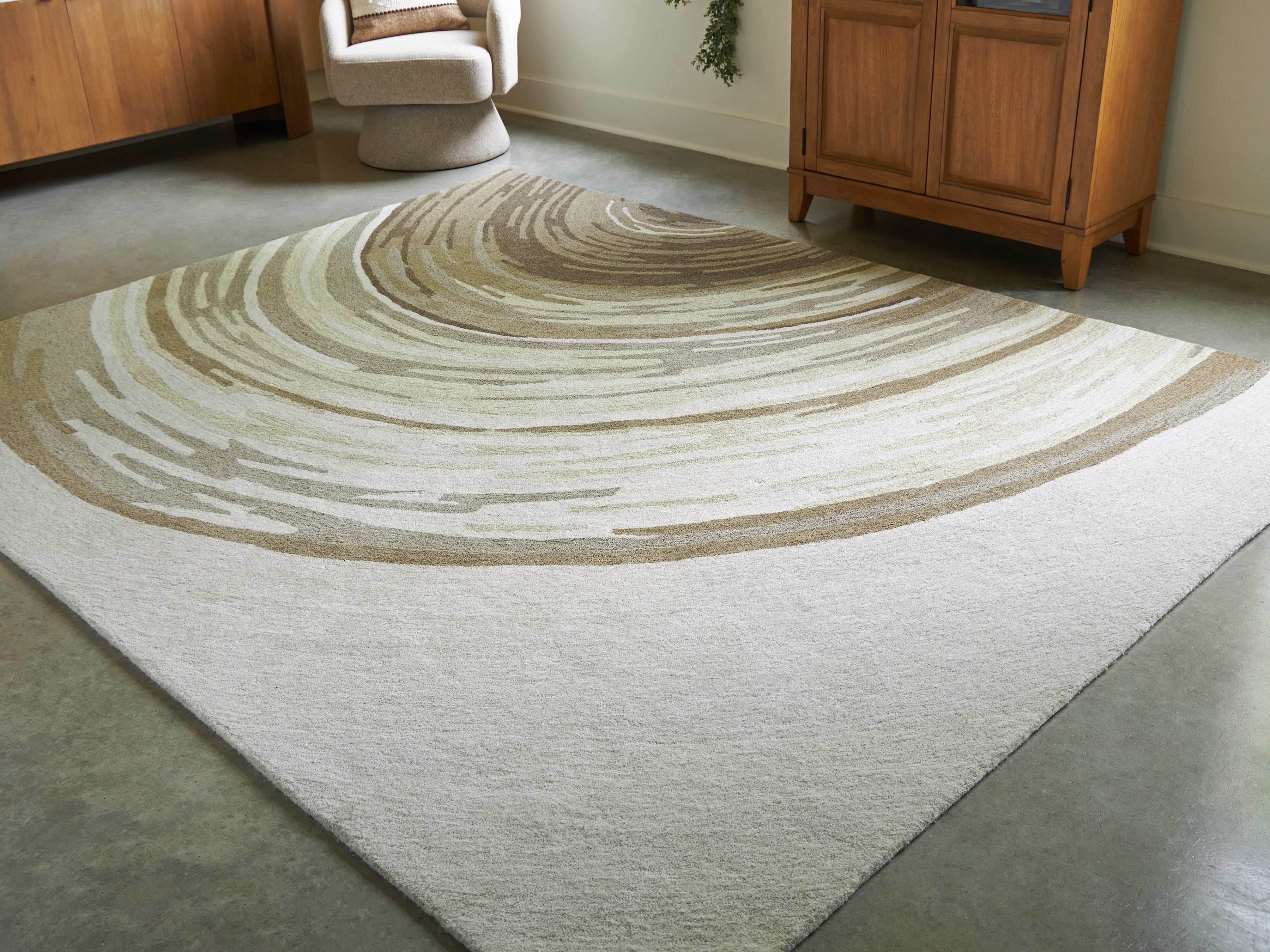 Lullora Furniture - Ashley Furniture - Rizwana Rug - 7'6" x 10' Area Rug / Ivory/Brown/Gray - R407761