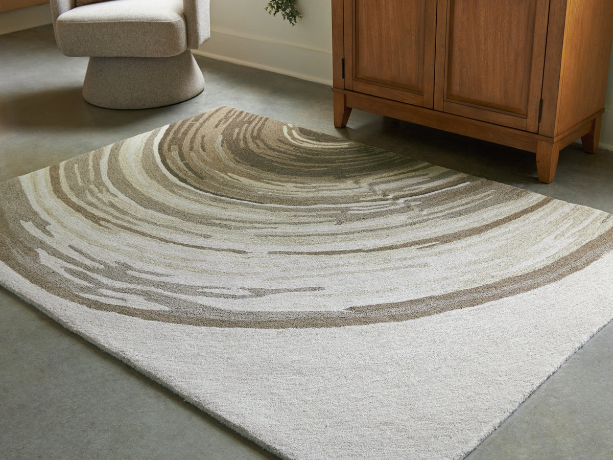 Lullora Furniture - Ashley Furniture - Rizwana Rug - 5' x 7' Area Rug / Ivory/Brown/Gray - R407762