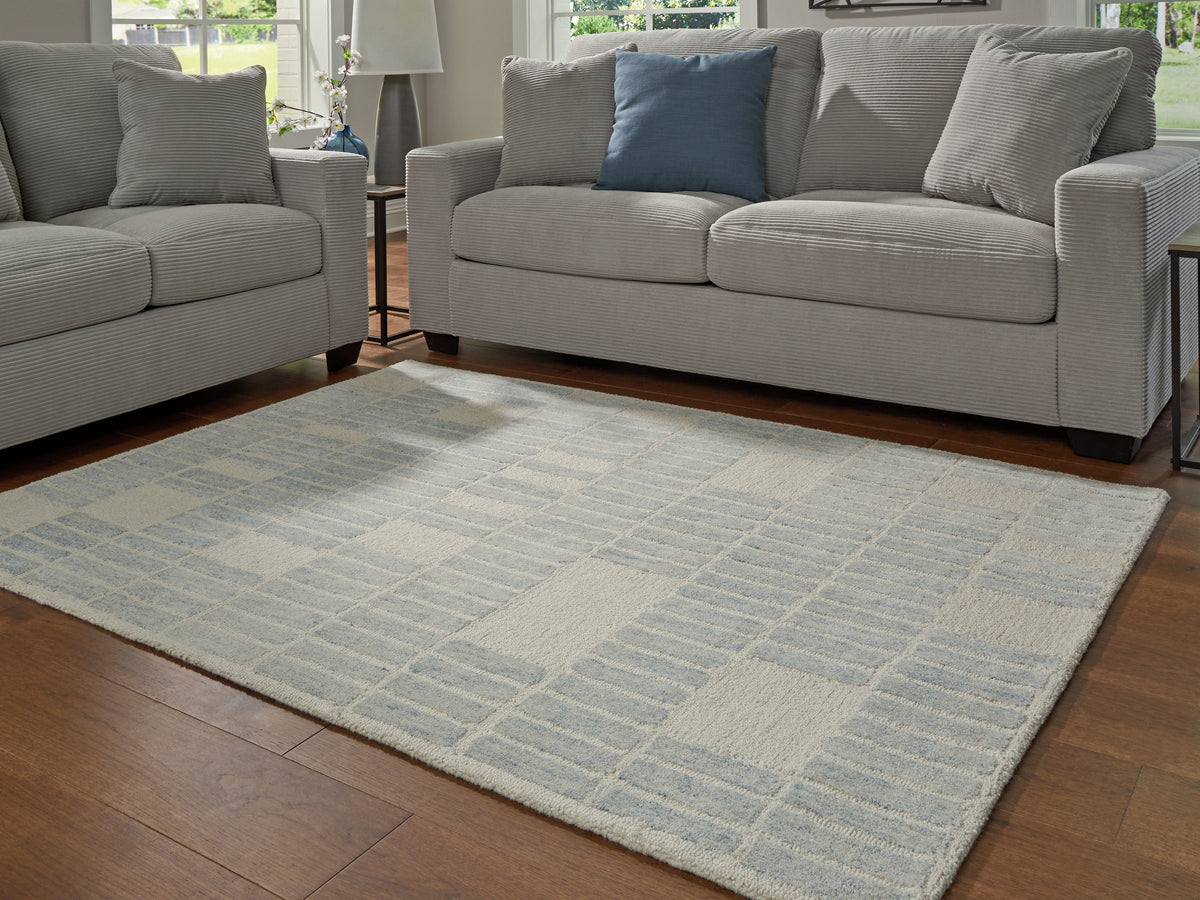 Lullora Furniture - Ashley Furniture - Dylanton Rug - 7'8" x 10' Area Rug / Ivory/Blue - R407811