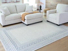 Lullora Furniture - Ashley Furniture - Azelhurst Rug - 5' x 7' Area Rug / Blue/Ivory/Gray - R407852