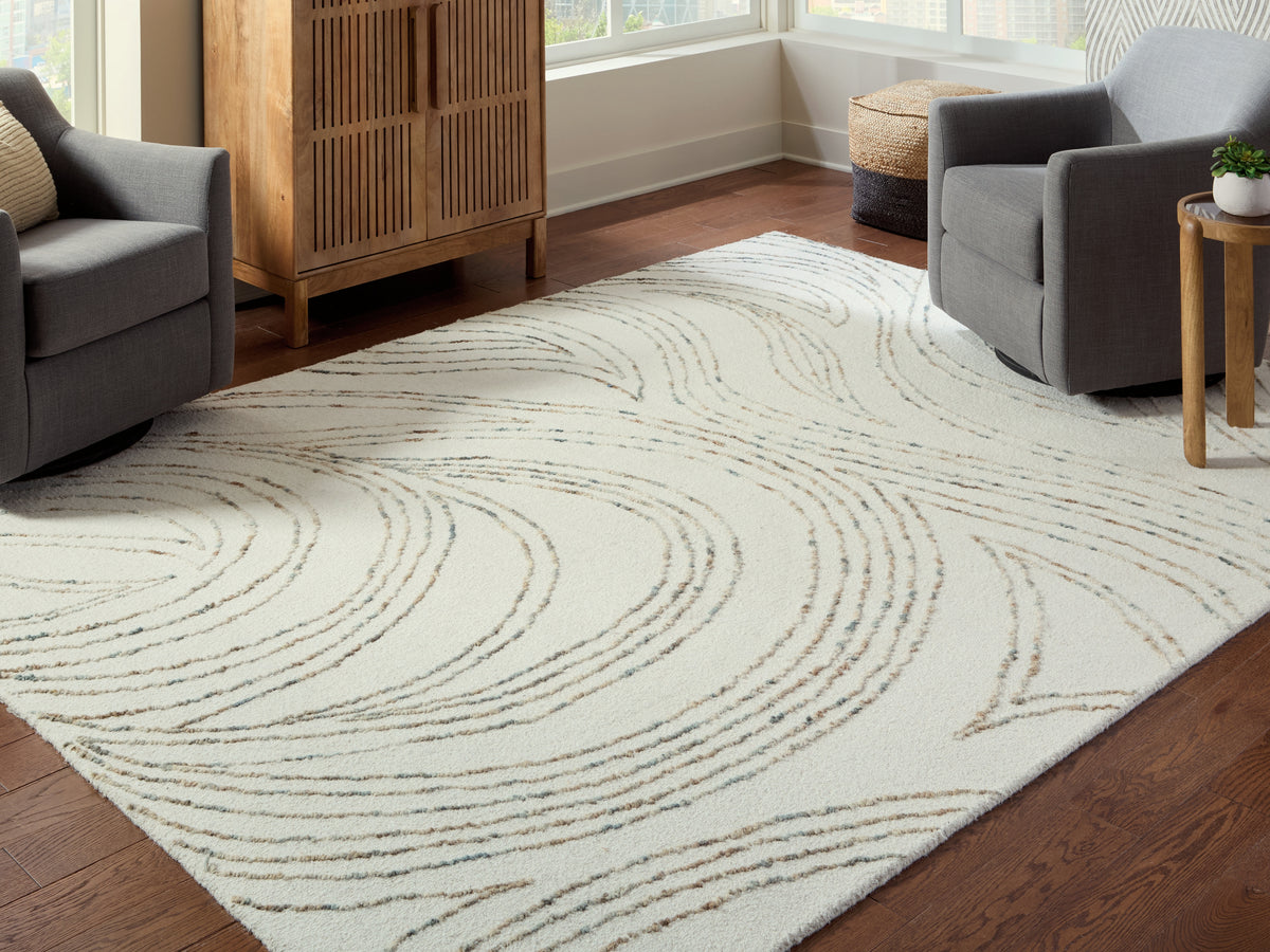 Lullora Furniture - Ashley Furniture - Deenbury Rug - 7'8" x 10' Area Rug / Ivory/Green/Brown - R407861