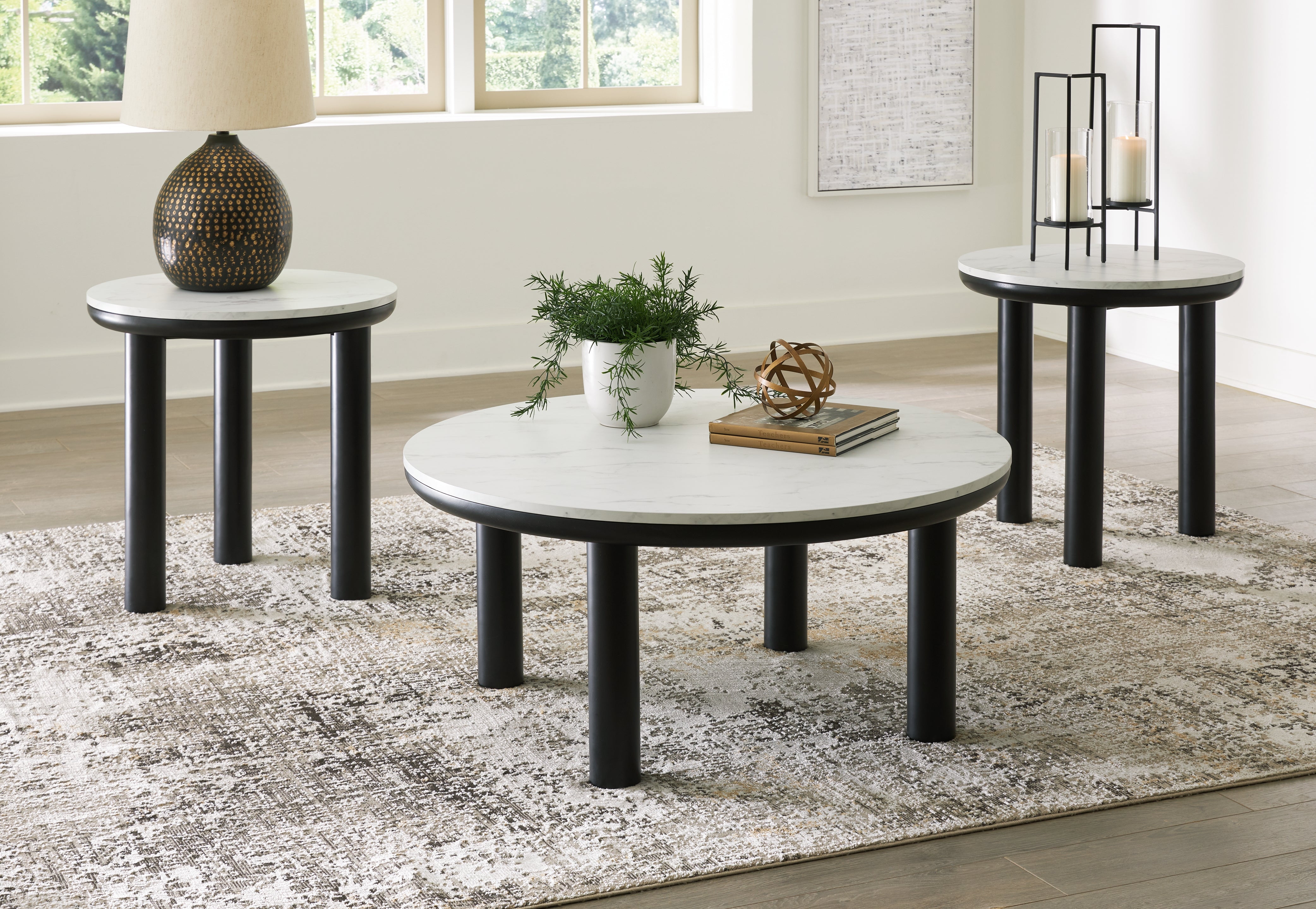 Lullora Furniture - Ashley Furniture - Xandrum Table (Set of 3) - Occasional Table Set (3/CN) / Black/White - T159-13