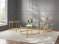 Lullora Furniture - Ashley Furniture - Pearlox Table (Set of 3) - Occasional Table Set (3/CN) / Gold - T173-13