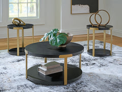 Lullora Furniture - Ashley Furniture - Shylore Table (Set of 3) - Occasional Table Set (3/CN) / Black/Brass Finish - T410-13