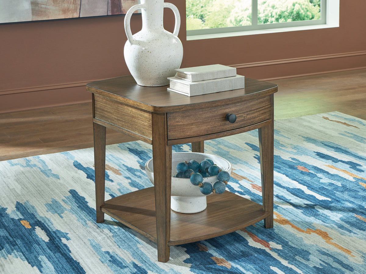 Lullora Furniture - Ashley Furniture - Burkbyer End Table - Rectangular End Table / Brown - T513-3