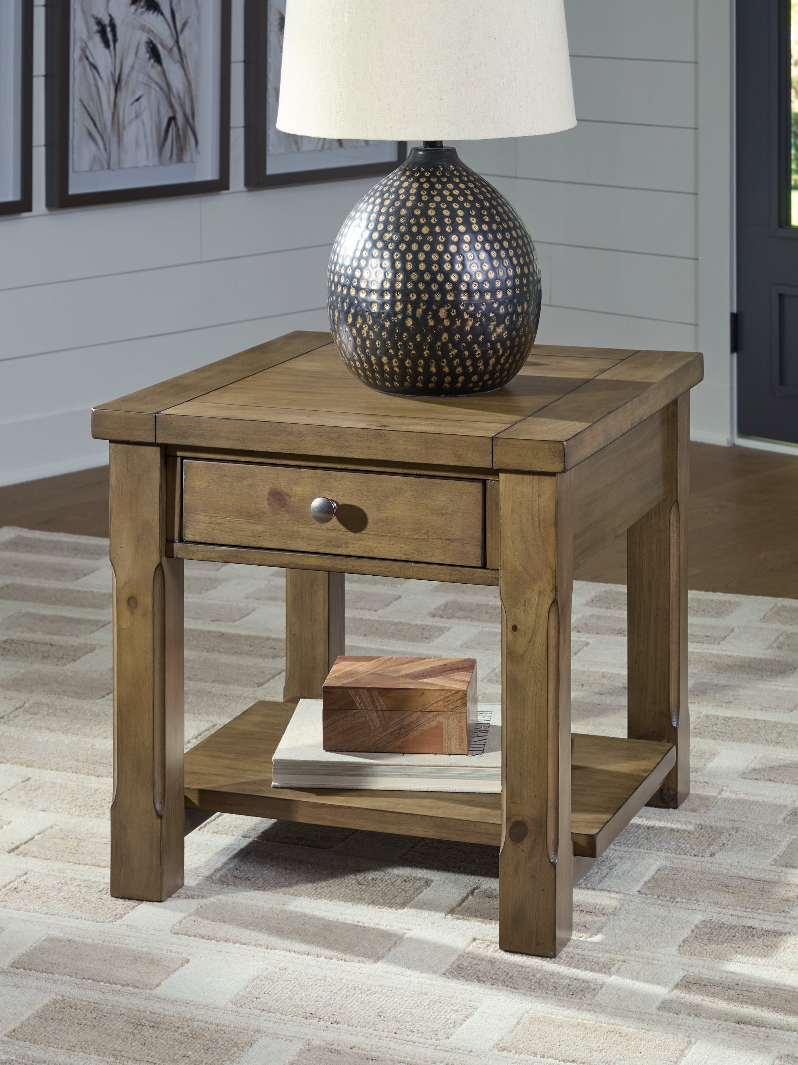 Lullora Furniture - Ashley Furniture - Vandenmore End Table - Rectangular End Table / Medium Brown - T539-3