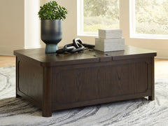 Lullora Furniture - Ashley Furniture - Breckington Coffee Table With Storage - Cocktail Table with Storage / Dark Brown - T678-20