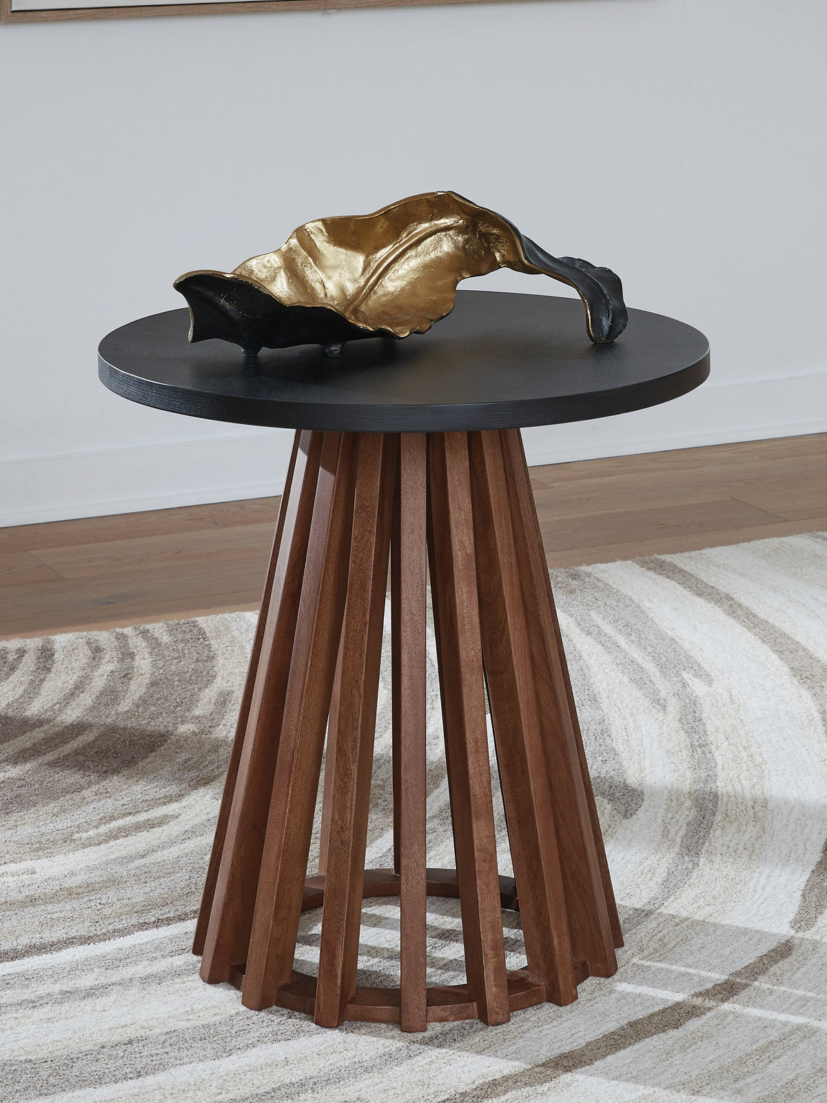 Lullora Furniture - Ashley Furniture - Kallari End Table - Round End Table / Warm Brown/Black - T737-6