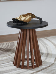 Lullora Furniture - Ashley Furniture - Kallari End Table - Round End Table / Warm Brown/Black - T737-6