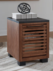 Lullora Furniture - Ashley Furniture - Kallari Chairside End Table - Chair Side End Table / Warm Brown/Black - T737-7