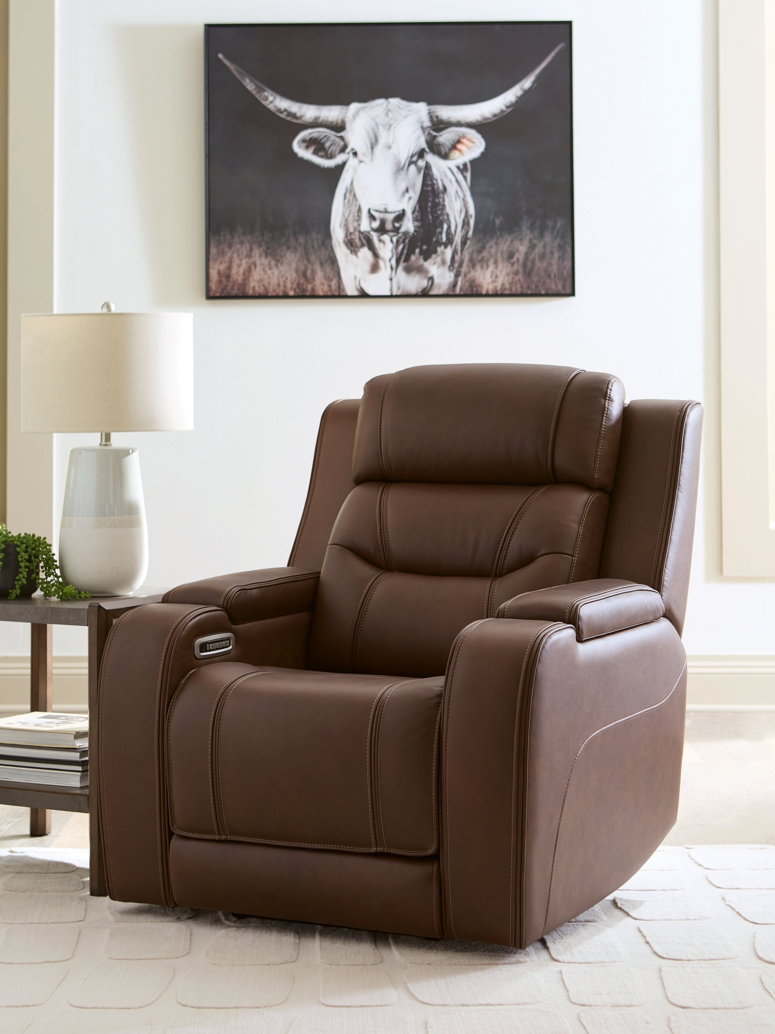Lullora Furniture - Ashley Furniture - Knightington Living Room - Power Recliner w/Audio Seating / Brown - PCU1160213A
