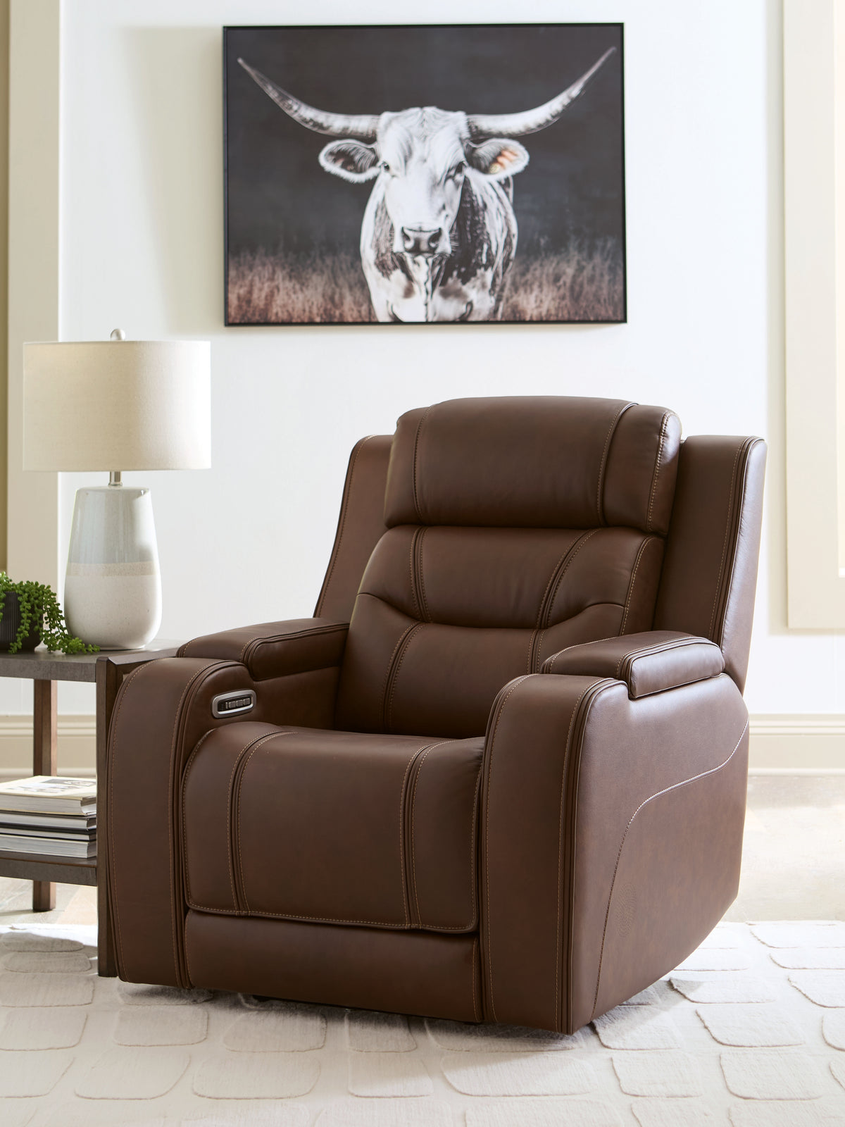 Lullora Furniture - Ashley Furniture - Knightington Living Room - Power Recliner w/Audio Seating / Brown - PCU1160213A